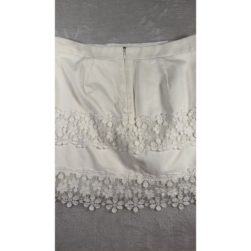 J Crew Ivory Crochet Lace Skirt Womens 4 Lined Cottagecore Feminine - Picture 6 of 13